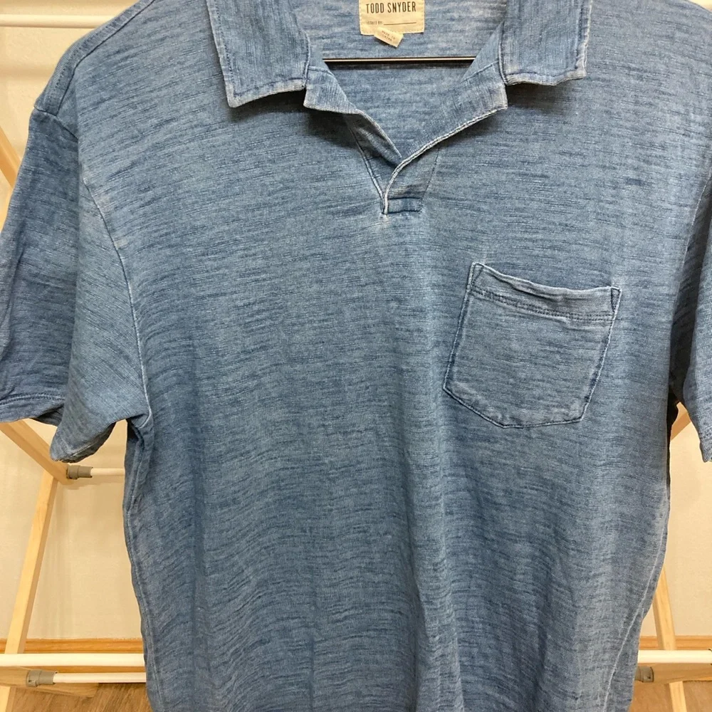 Todd Snyder Denim Blue Polo Shirt - Picture 1 of 3